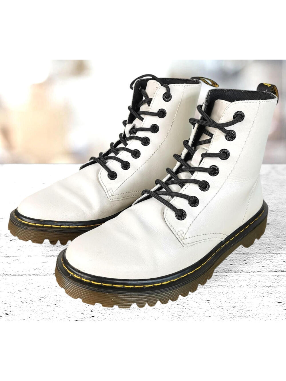 Dr. Martens Luana Combat Boots White Leather Lace Up Women's Size US 9L